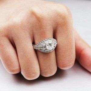 Beautiful Regency Period Look 925 Silver Diamond Ring